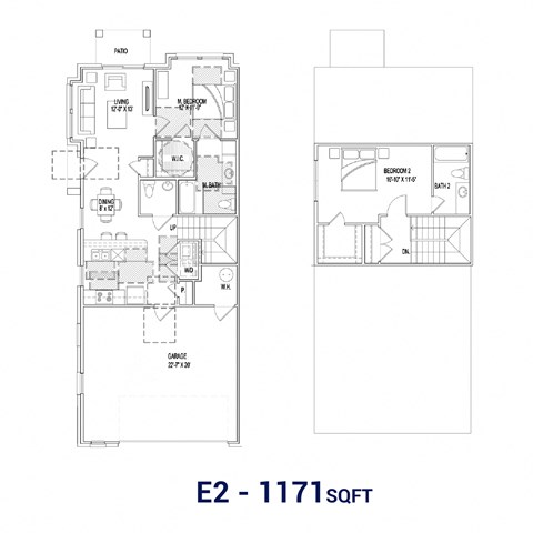 Floor plan for 2 beds, 2.5 baths, 1463 sqft